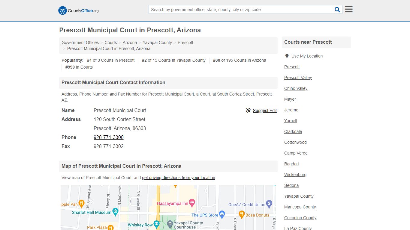 Prescott Municipal Court - Prescott, AZ (Address, Phone ...