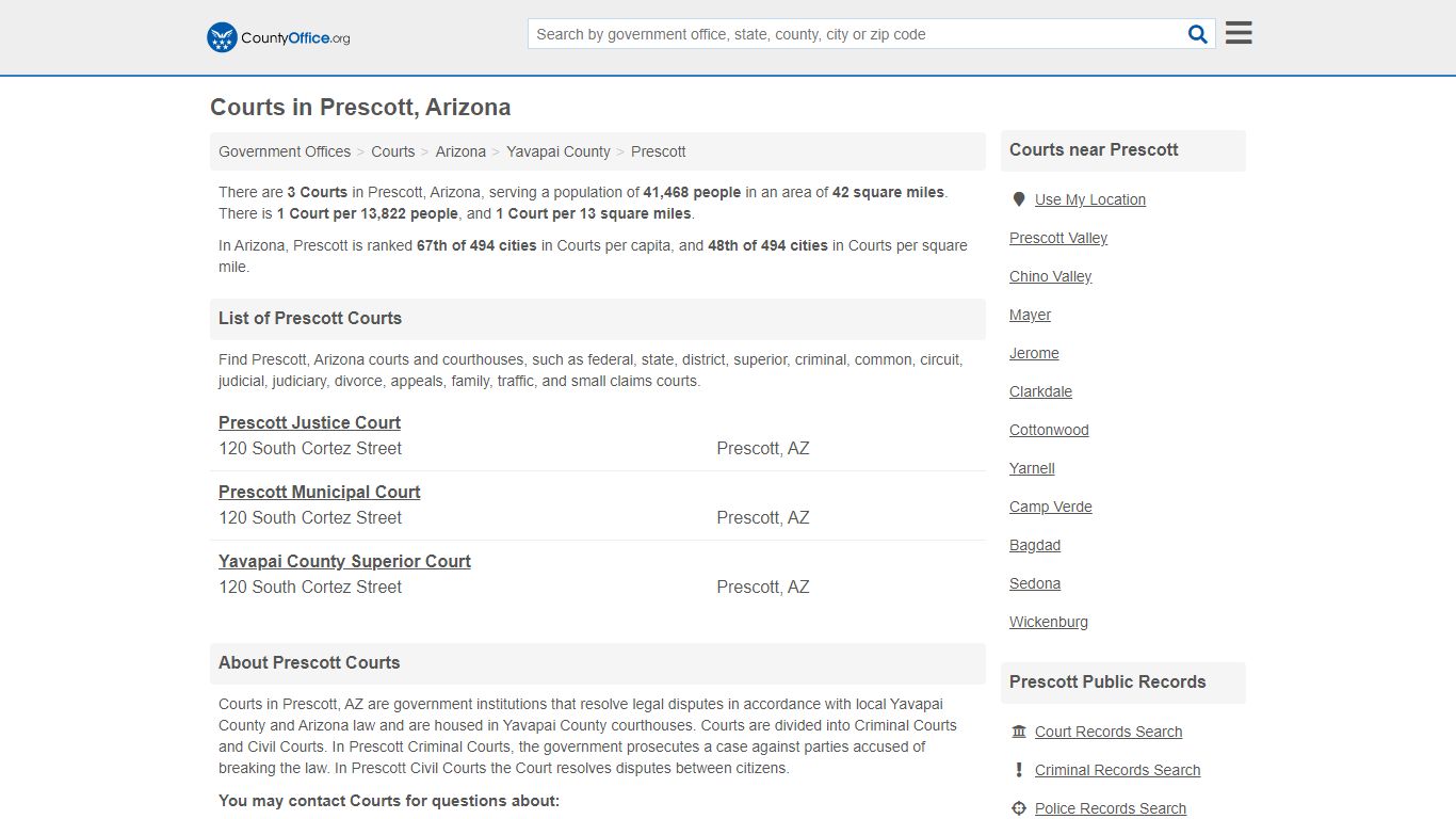 Courts - Prescott, AZ (Court Records & Calendars)